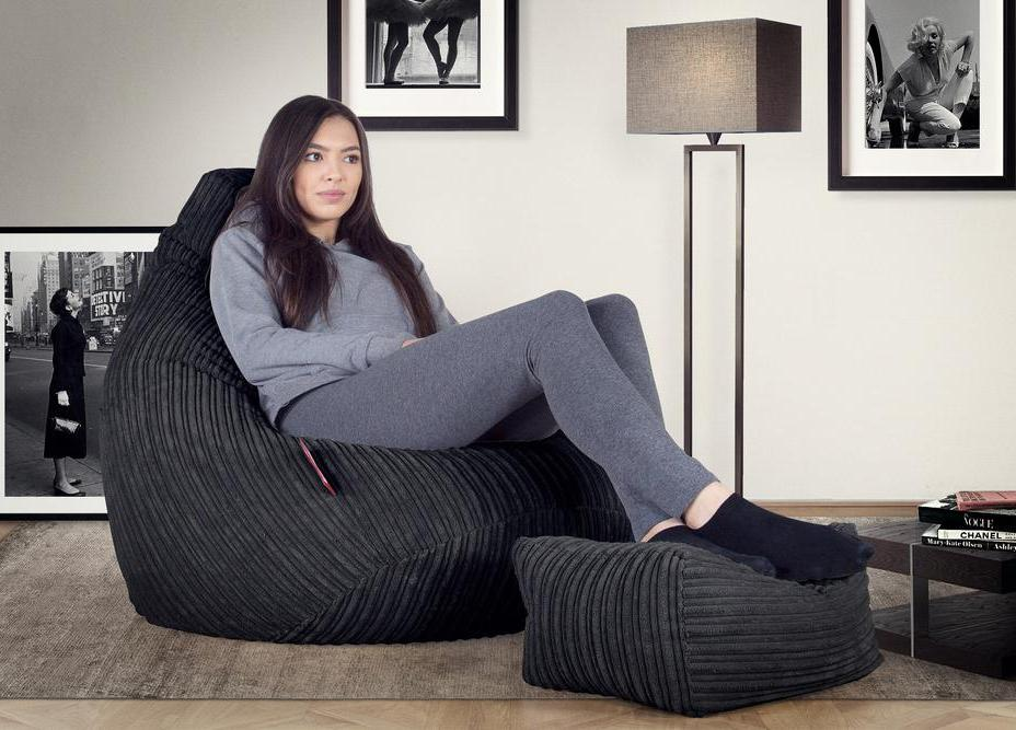 Lounge Pug Cord Giant Bean Bag Sofa Mega Mammoth Beanbag Graphite Grey– Big  Bertha Original UK